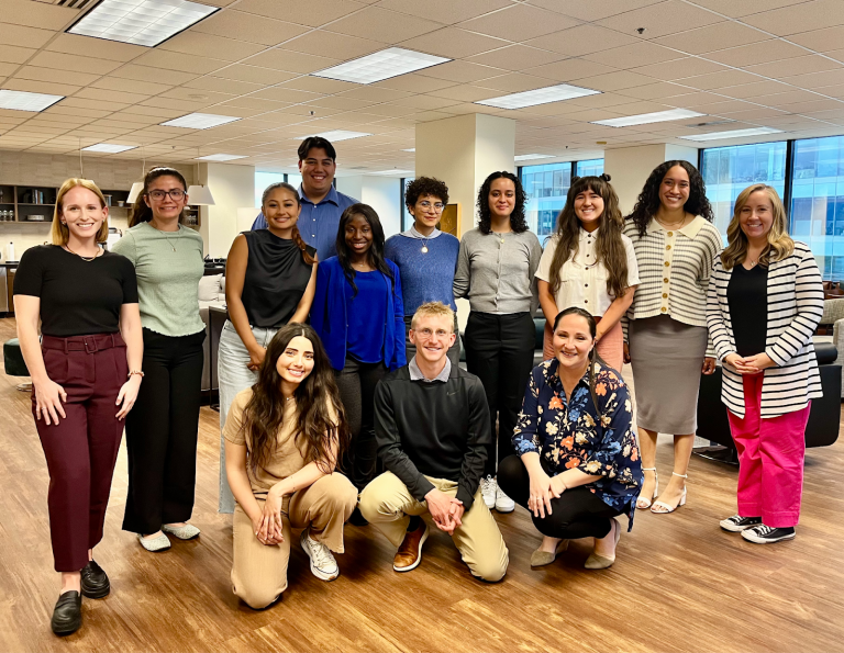 The 2024 UCLI & Kirton McConkie Pre-Law Fellows with attorney volunteers (far left) Monica McCann and (far right) Nicole Farrell